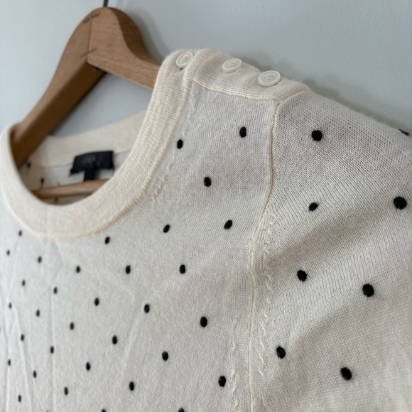 J.Crew Merino Wool Polka Dot Sweater Cream Ivory Crewneck Lightweight Sz XS - Picture 6 of 9